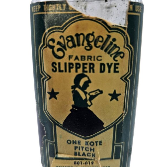 Vintage Evangeline Fabric Slipper Dye Glass Bottle Pitch Black Decorative - Picture 10 of 16